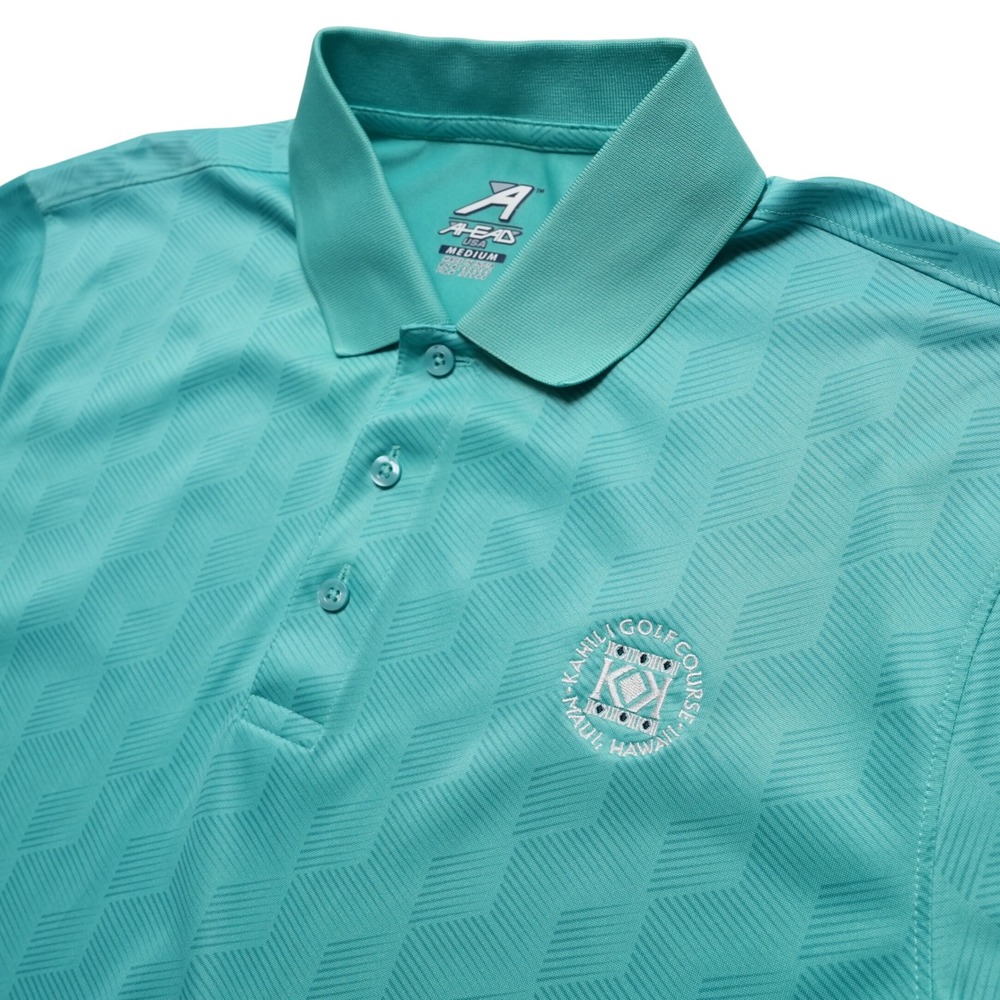 Ahead‎ Golf Polo Mens Medium Teal Kahili Golf Course Maui Hawaii Shirt